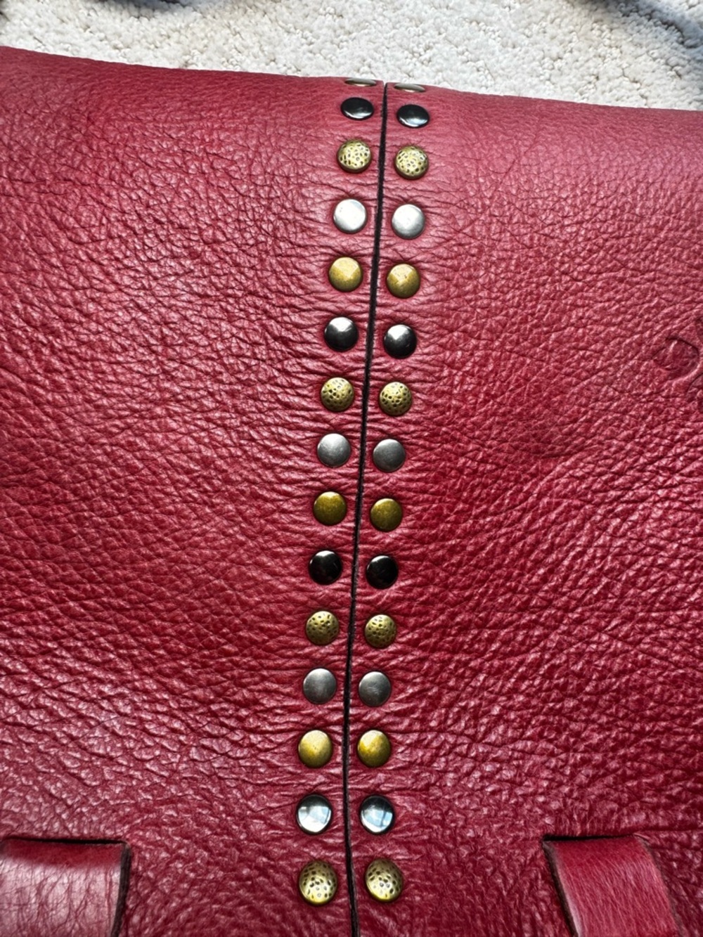 Patricia Nash Red Leather Studded Crossbody Bag - Picture 2 of 10